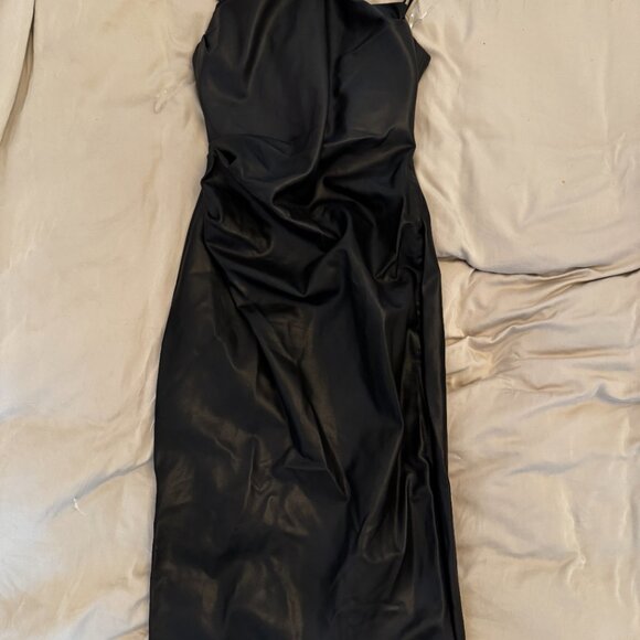 House of CB Luanne black vegan leather corset midi dress - Picture 2 of 8